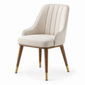 Esszimmerstuhl Beige Stoff mit Holzbeinen