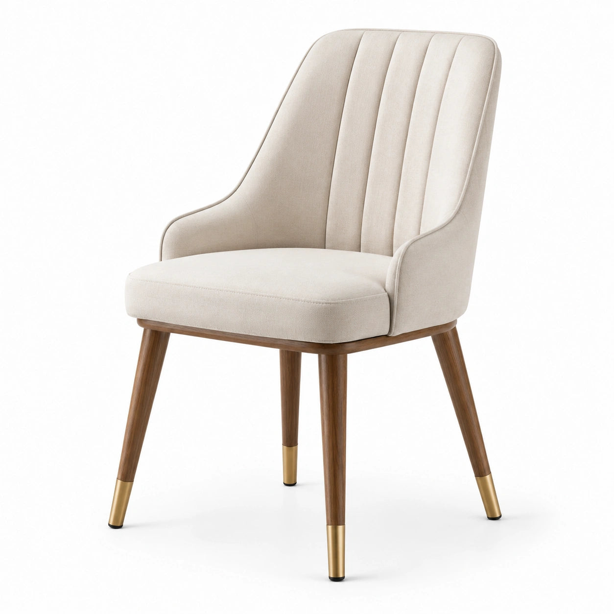 Esszimmerstuhl Beige Stoff mit Holzbeinen