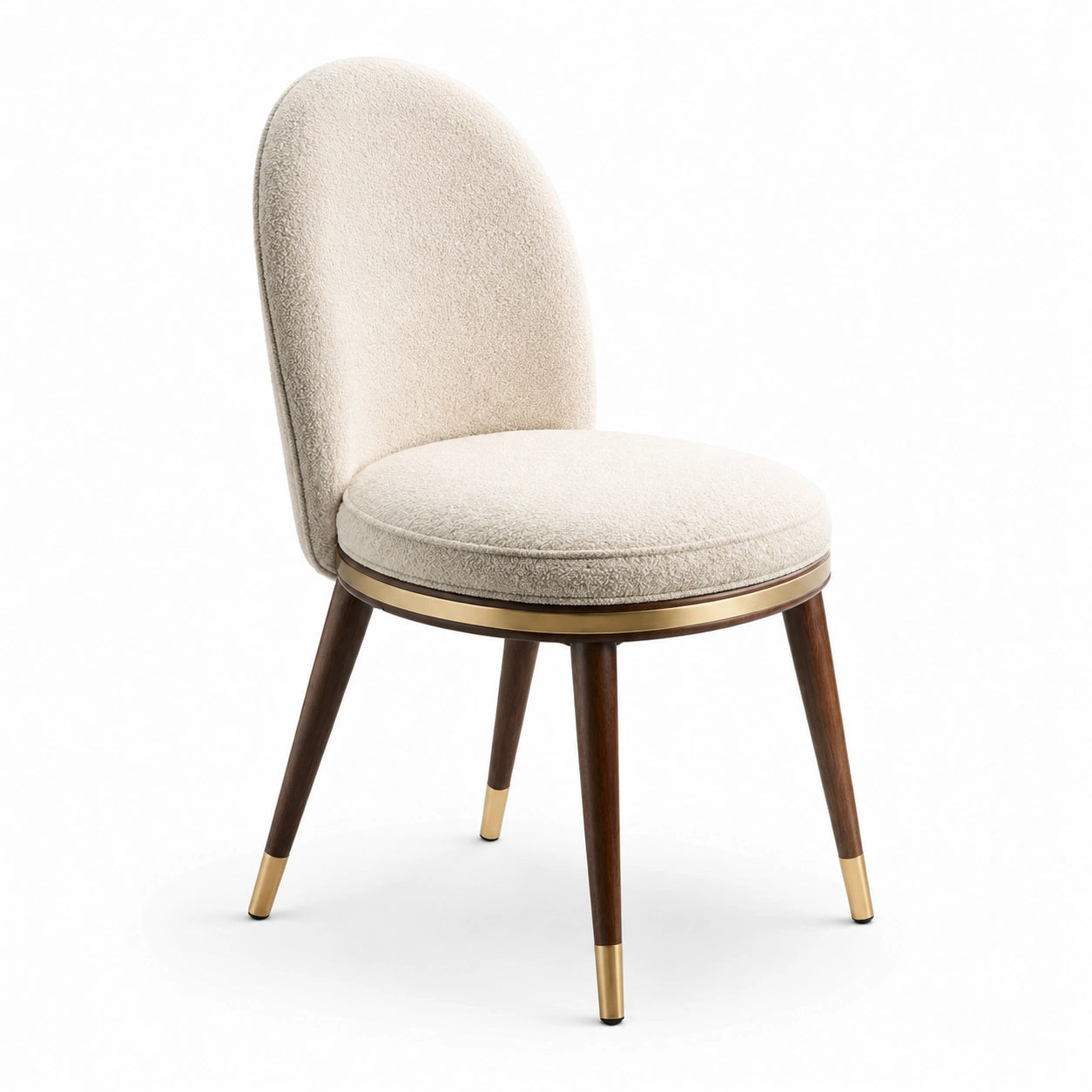 Esszimmerstuhl Bouclé-Stoff Massivholz Metall Beige
