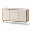 Sideboard aus Holzfurnier Beige mit Steinimitatoberfläche 150x40x85cm