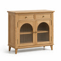 Eichenholz Sideboard mit geriffelten Glastüren und Schubladen