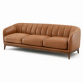 3-Sitzer Ledersofa Braun mit Massivholzgestell