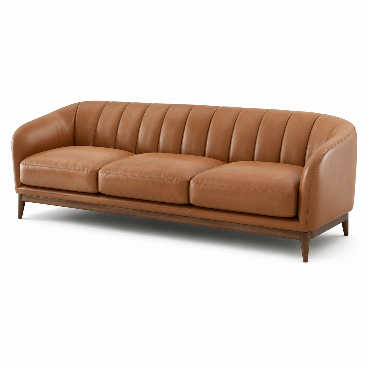 3-Sitzer Ledersofa Braun mit Massivholzgestell