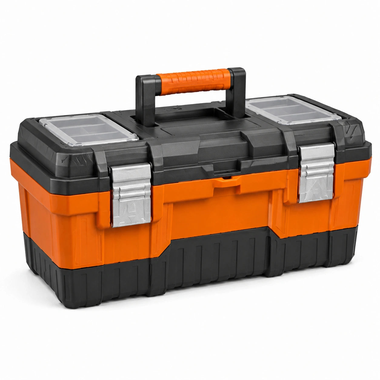 Polypropylen-Werkzeugkoffer mit herausnehmbaren Fächern Schwarz/Orange