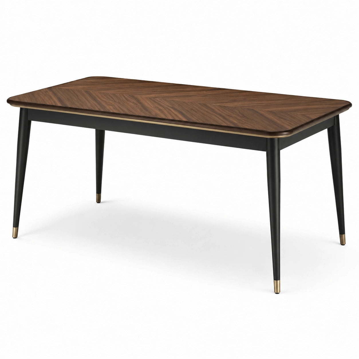 Rechteckiger Esstisch aus MDF mit Walnussfurnier und Metallbeinen 180x90x75 cm