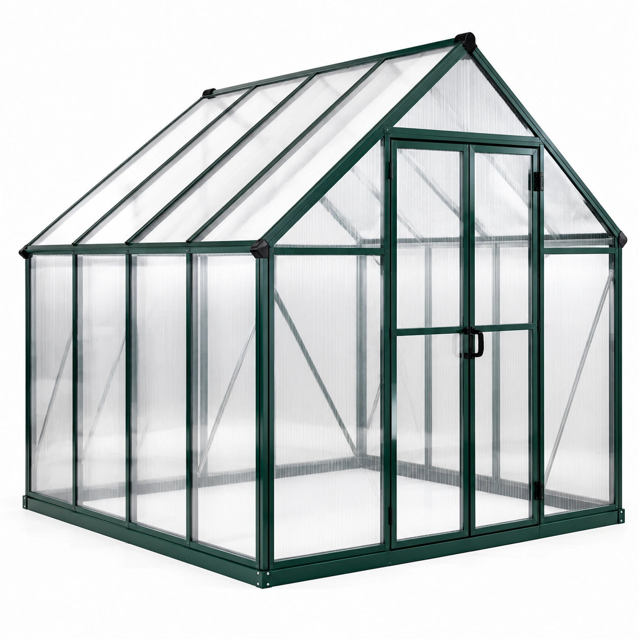 Aluminium Polycarbonat Gewächshaus 250x190x195 cm grün