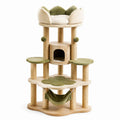Kratzbaum aus MDF mit Plüsch und Sisal, Beige/Grün