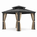 Quadratischer Pavillon aus Stahl und Aluminium mit Vorhängen 300x300 cm Anthrazit
