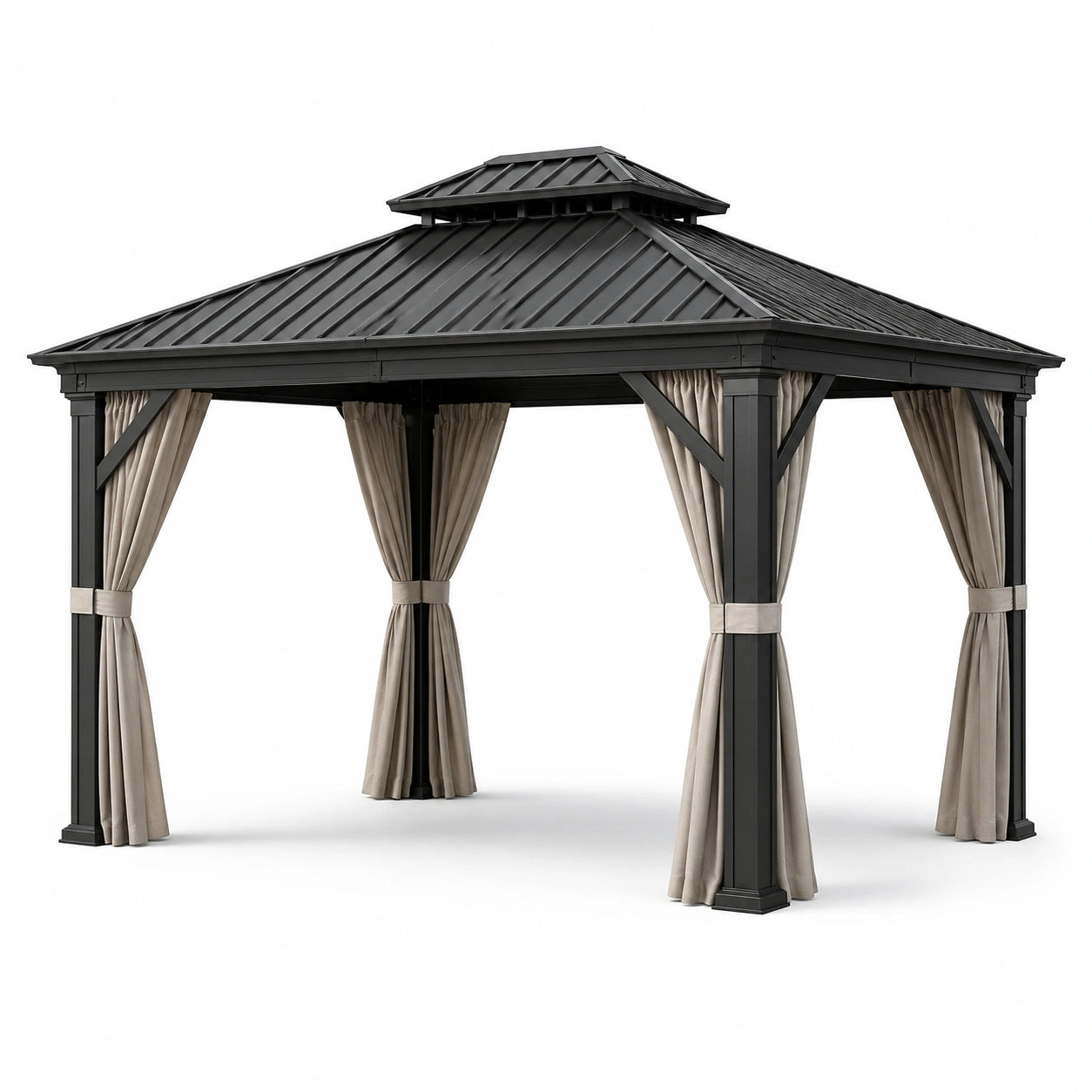 Aluminium Pavillon 300x400 cm mit Vorhängen Beige