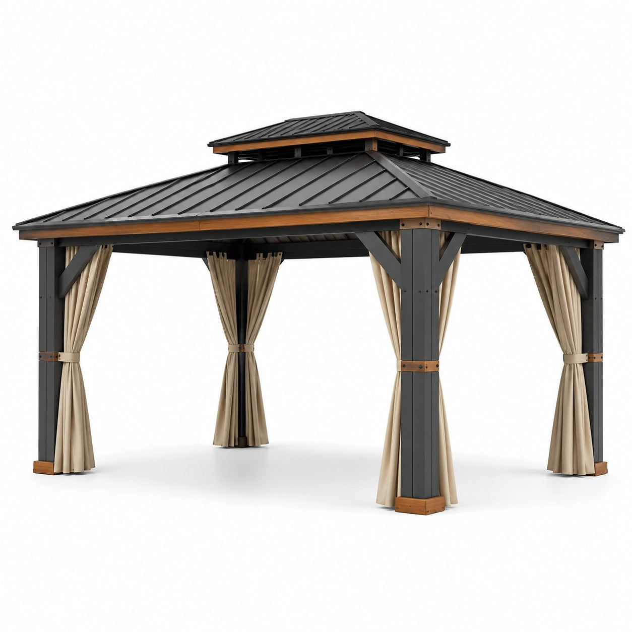 Gartenpavillon Aluminium mit Stahl Dach Dunkelgrau 300x400 cm