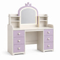 Kinder Schminktisch MDF mit Spiegel Weiß Lila 120cm x 100cm x 50cm