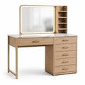 Schminktisch Holz mit Marmoroptik und LED Spiegel